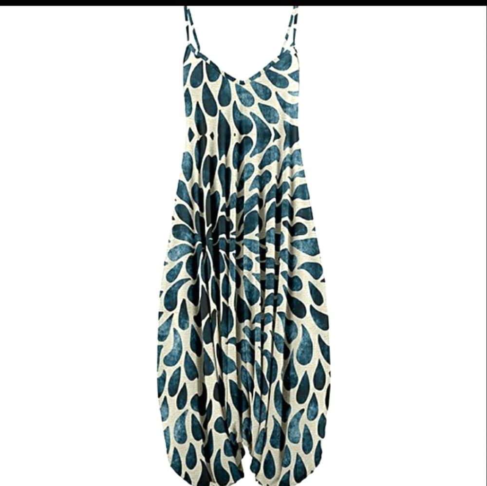 Navy & Beige Petals Harlem Jumpsuit